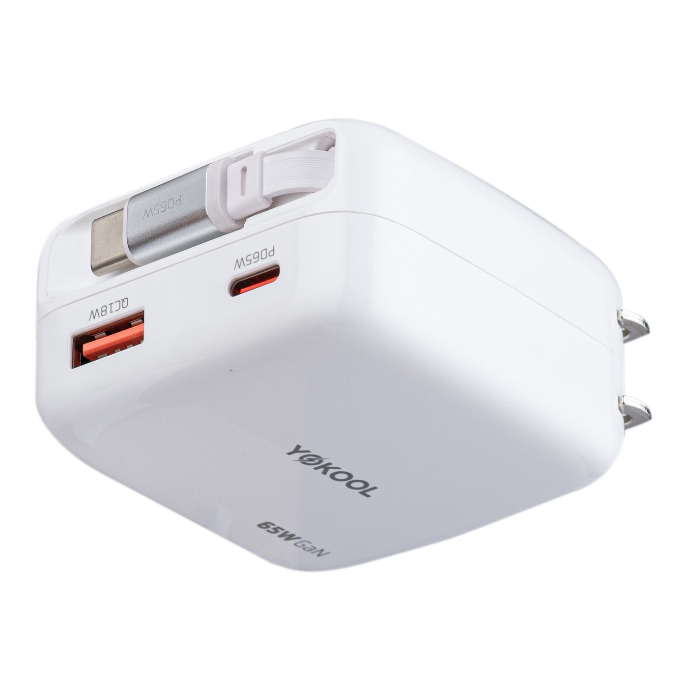 Sạc nhanh 65W tích hợp dây rút Yokool RC502